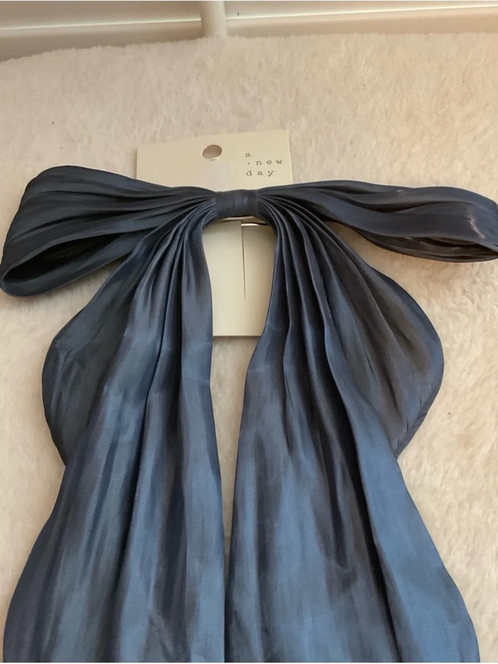 a new day Navy Satin Neck Bow Scarf Top